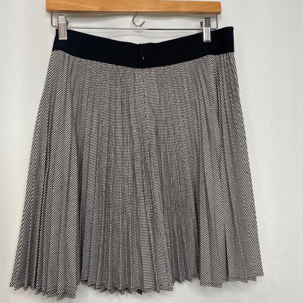 Nine West Womens XL Pleated Houndstooth Skirt Black White Rhinestone Shimmer New - Picture 3 of 10